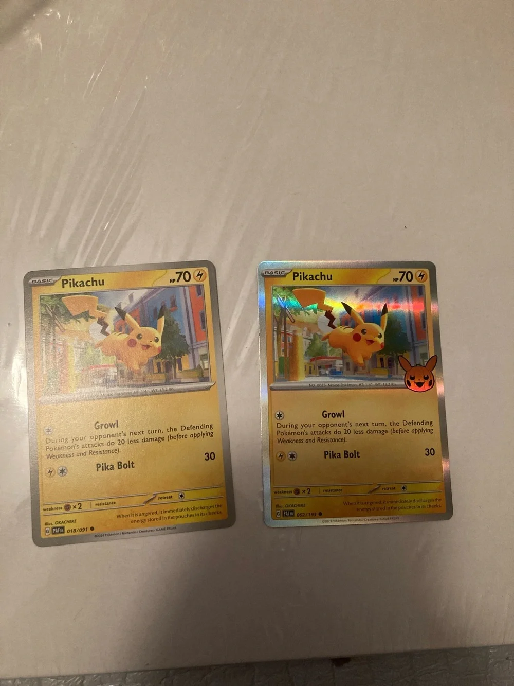Pokemon Pikachu Trading Card Pair - Yellow